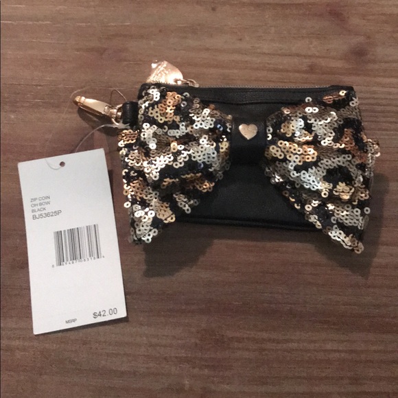 NWT Betsey Johnson Mixed Metal 2 Bow Coin Purse - Picture 2 of 7
